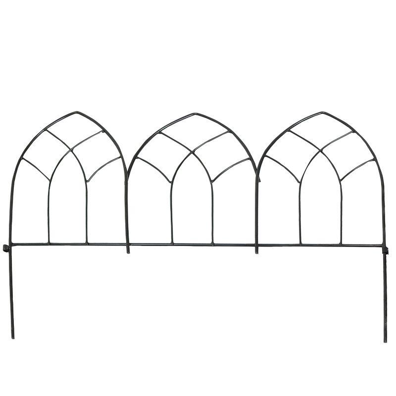 Sunnydaze Outdoor Lawn and Garden Metal Narbonne Style Decorative Border Fence Panel Set - 9' - Black - 5pk