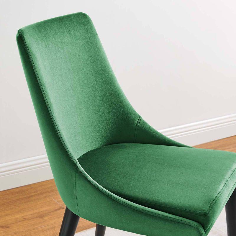 Emerald Velvet Upholstered Side Chair with Wood and Metal Legs