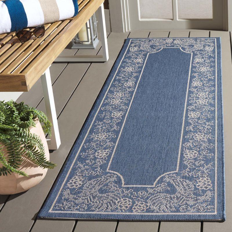 Courtyard CY3305 Power Loomed Indoor and Outdoor Runner Rug - Blue/Natural - 2'3"x6'7" - Safavieh