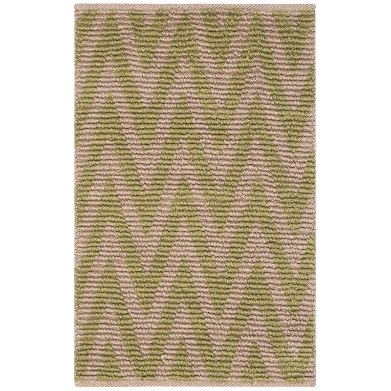 Natural Green Hand-Knotted Cotton Area Rug