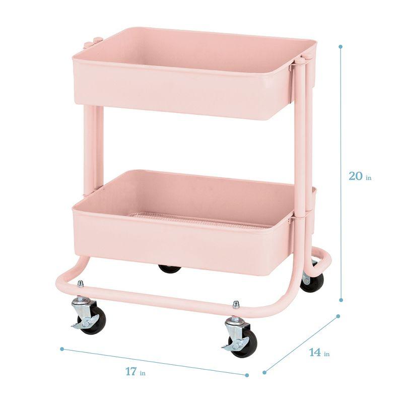 ECR4Kids 2-Tier Metal Rolling Utility Cart - Mobile Storage Organizer