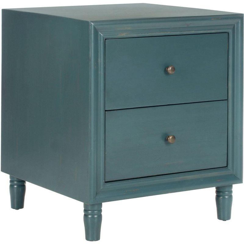 Transitional Blue-Gray 2-Drawer Nightstand in Steel Teal