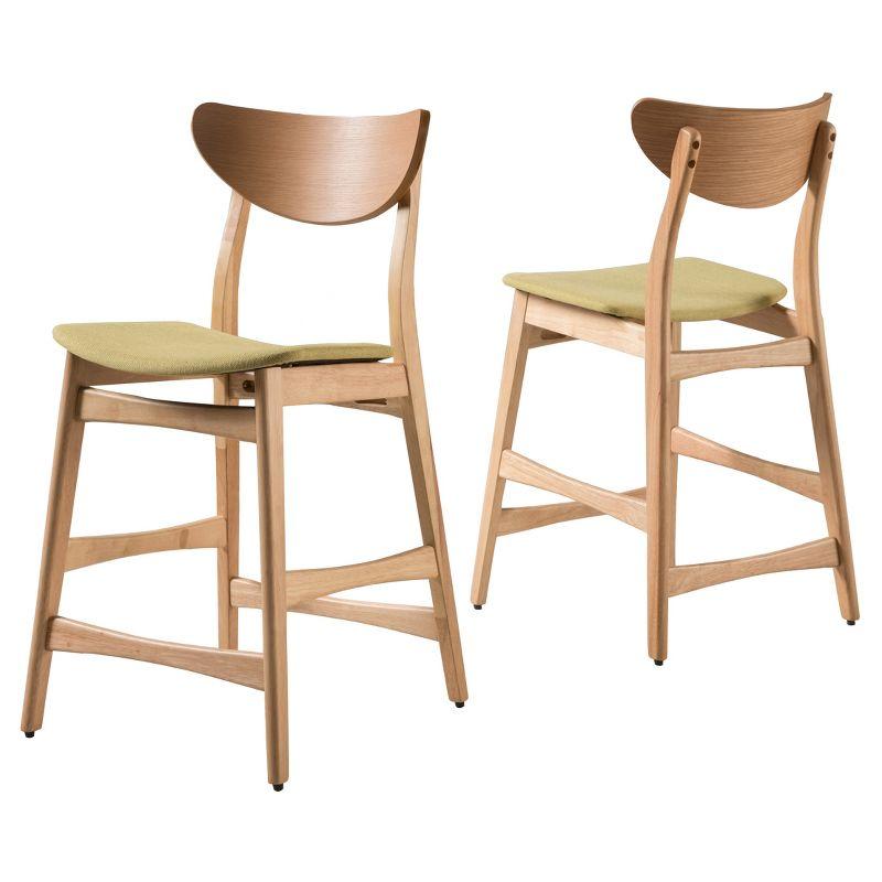 Set of 2 24" Gavin Natural Frame Counter Height Barstools Dark Gray - Christopher Knight Home: Upholstered, Rubberwood Legs