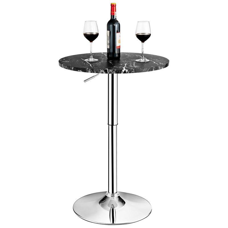 Elegant Faux Marble and Iron Round Swivel Counter-Height Bar Table