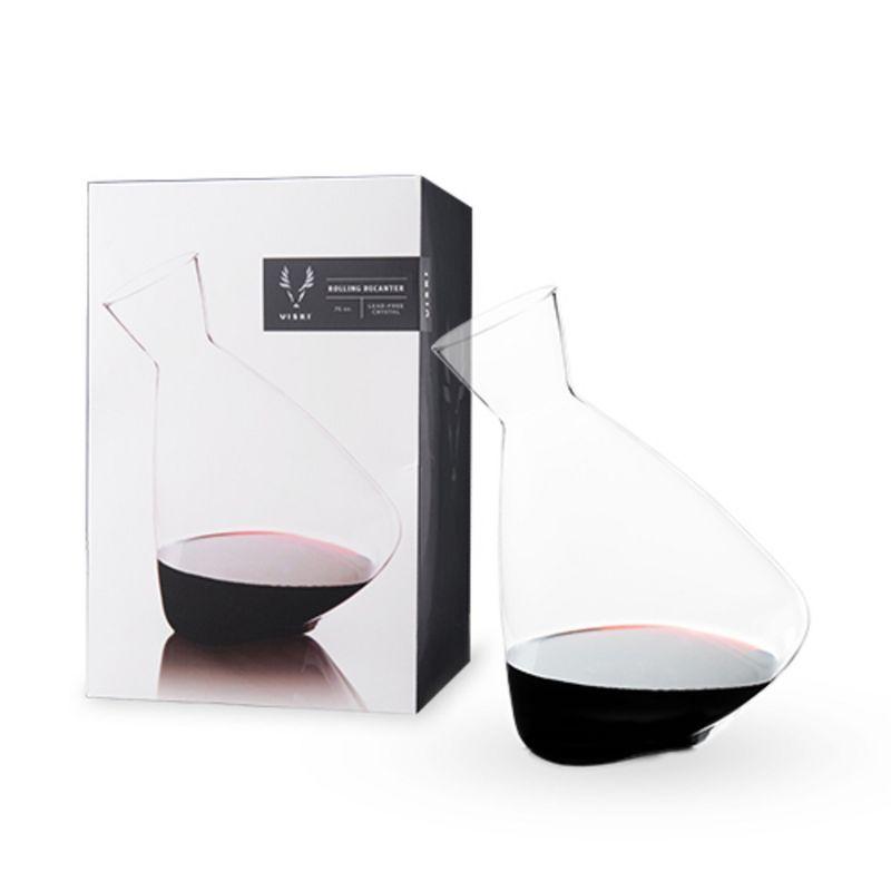 Viski Rolling Wine Decanter Set of 1 - Modern Crystal Wine Decanter for Red or White Wine, Stunning Gift - 75 oz, Clear Finish