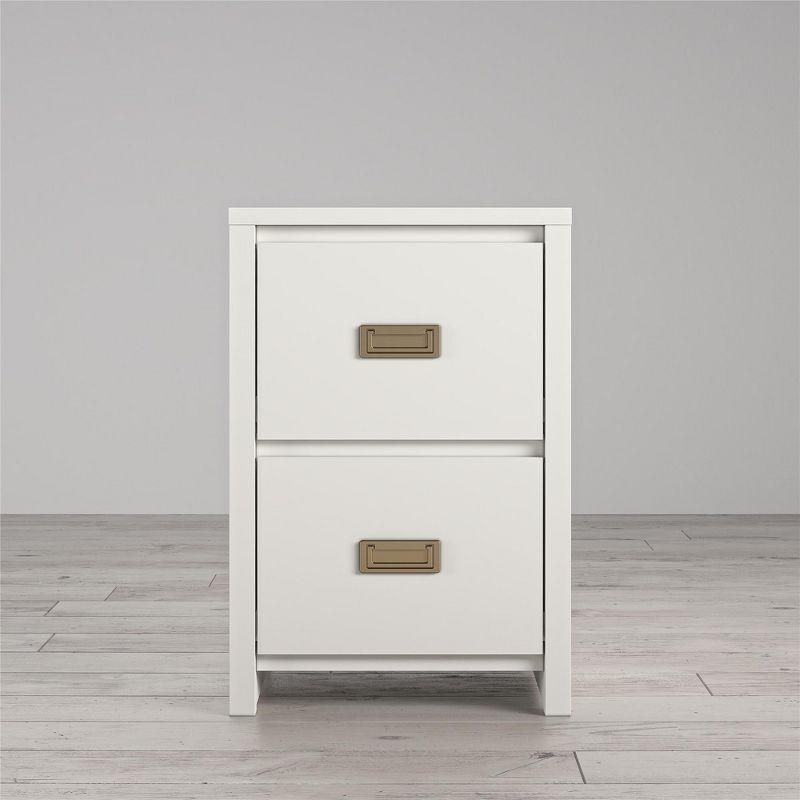 Classic White and Gold 2-Drawer Kids' Nightstand