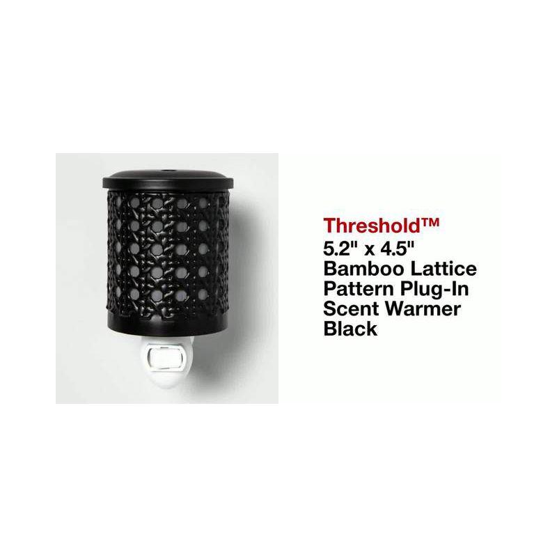 5.2" x 4.5" Bamboo Lattice Pattern Plug-In Scent Warmer Black - Threshold™: Electric Wax Melts Holder
