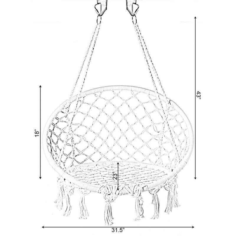 Round Off-White Cotton Rope Macrame Hanging Chair