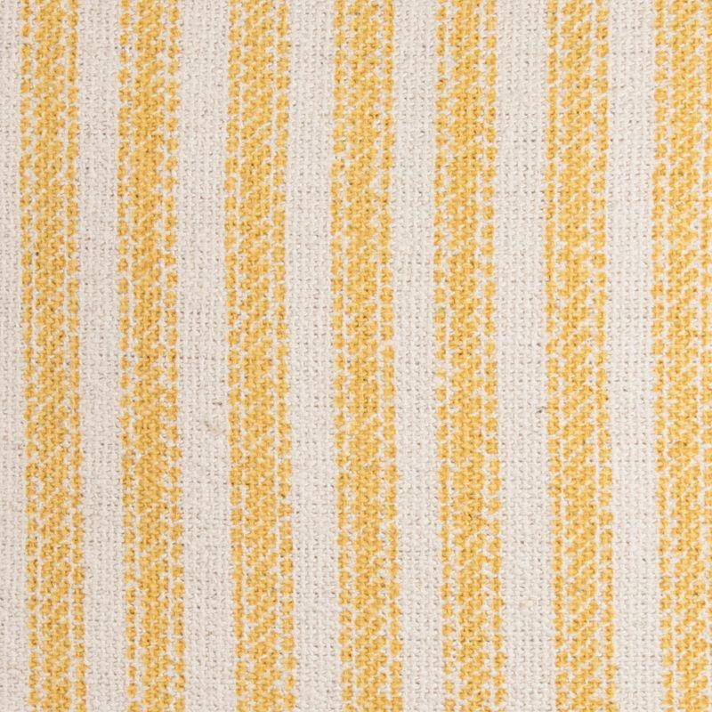 Yellow and Natural Cotton Striped Square Throw Pillow