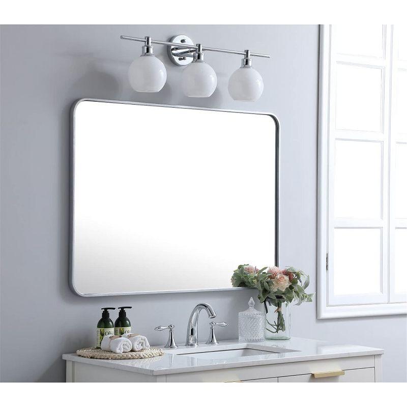 Elegant Lighting Soft corner metal rectangular mirror 30x40 inch in Silver
