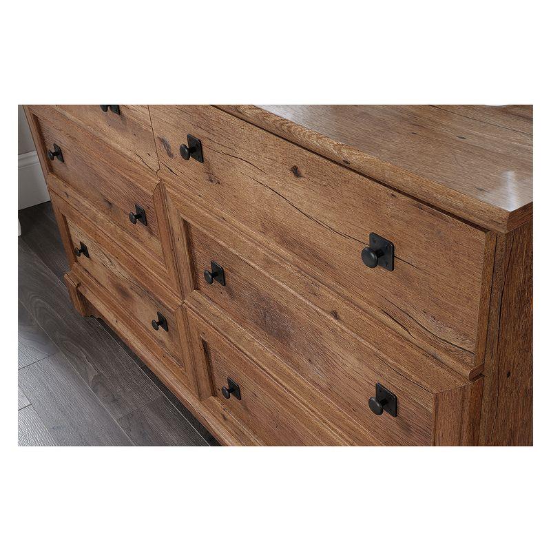 Sauder Palladia Dresser Vintage Oak: 6-Drawer Storage, Laminated Particle Board, Bedroom Organizer
