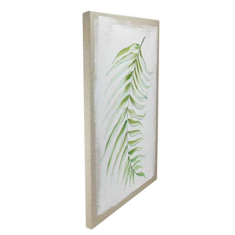 Green and Ivory Fern Fronds Linen Canvas Wall Art