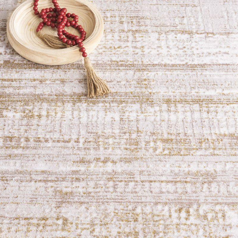 Ivory and Beige Rectangular Synthetic 8' x 10' Area Rug