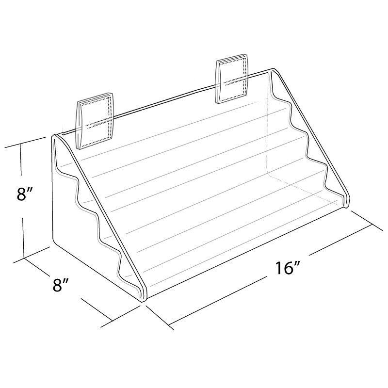 Four-Tier Shelf Counter Step Display, 16" wide