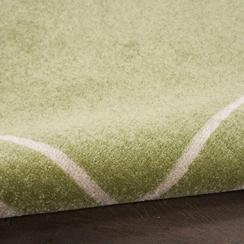 Green Ivory 2'2" x 7'6" Synthetic Runner Rug