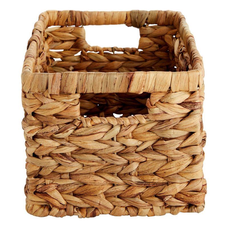 Juvale 2 Pack Small Rectangular Wicker Baskets for Shelves, 6 Inch Wide Hand Woven Water Hyacinth Baskets