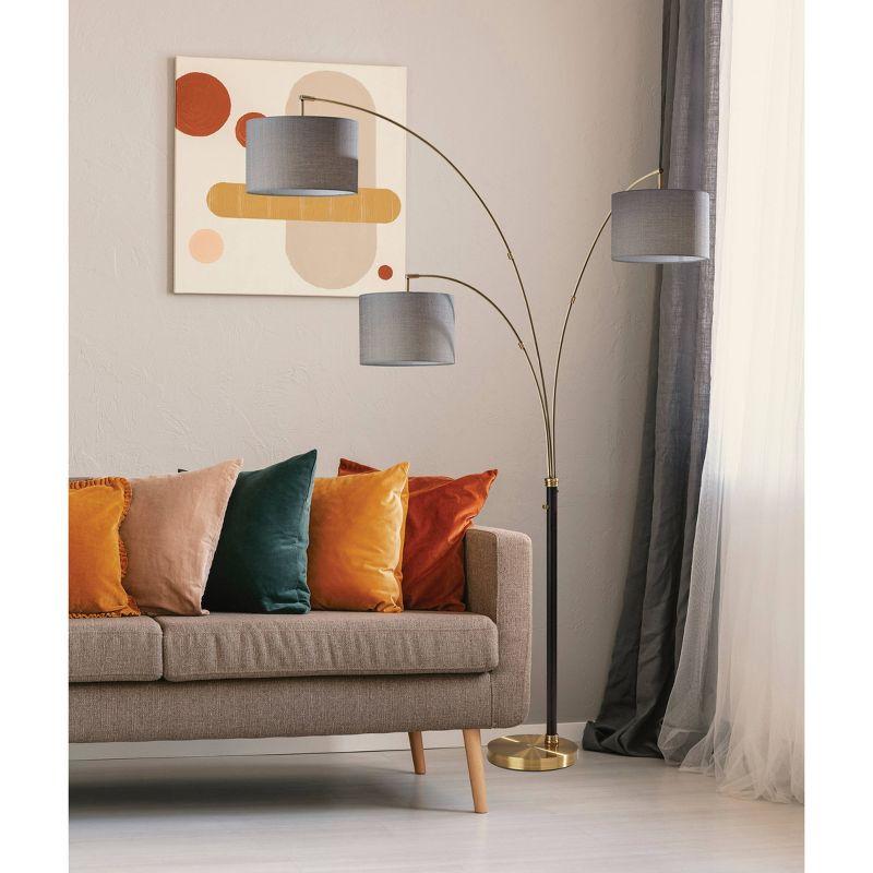 Adesso 3 Arm Bergen Arc Lamp Black: Modern Metal Multi-Head, ETL Listed, No Bulbs Included