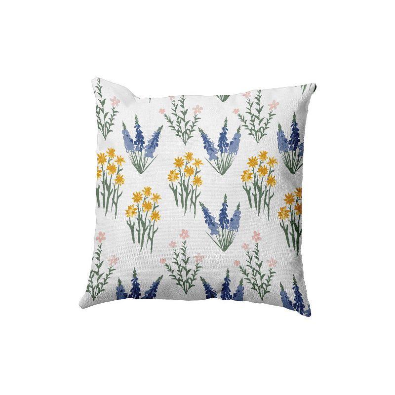 Nautical Navy Floral Polyester Square Throw Pillow