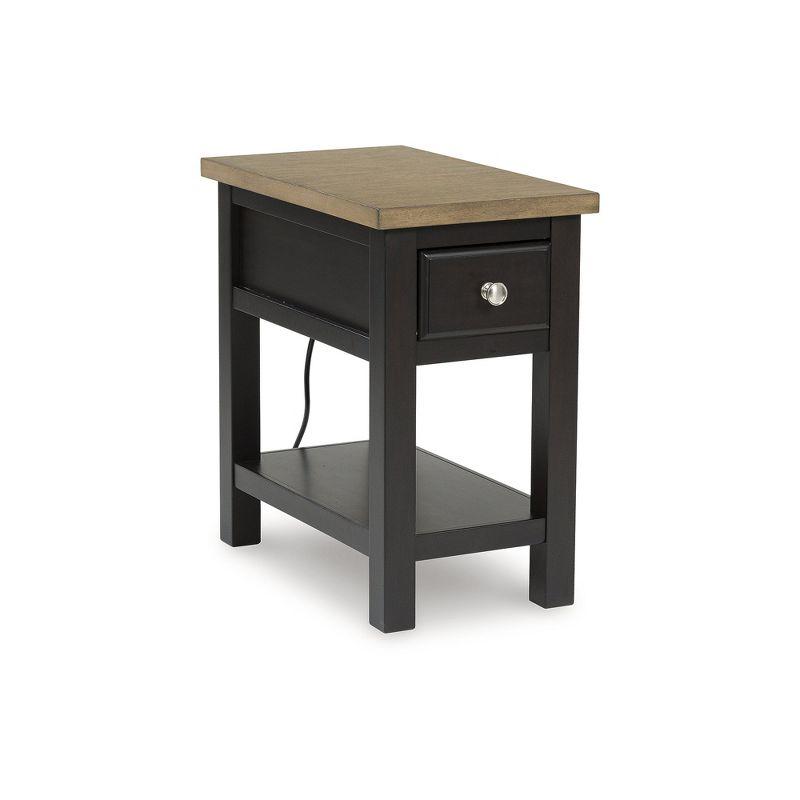 Brown Two-Tone Wood Rectangular End Table with Storage