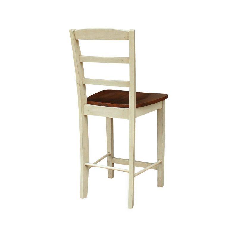 Antiqued Almond and Espresso Wood Counter Height Stool