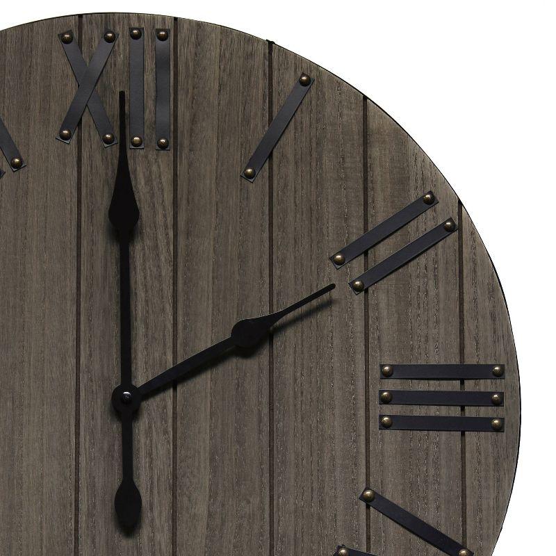 21" Handsome Rustic Farmhouse Wood Wall Clock - Elegant Designs