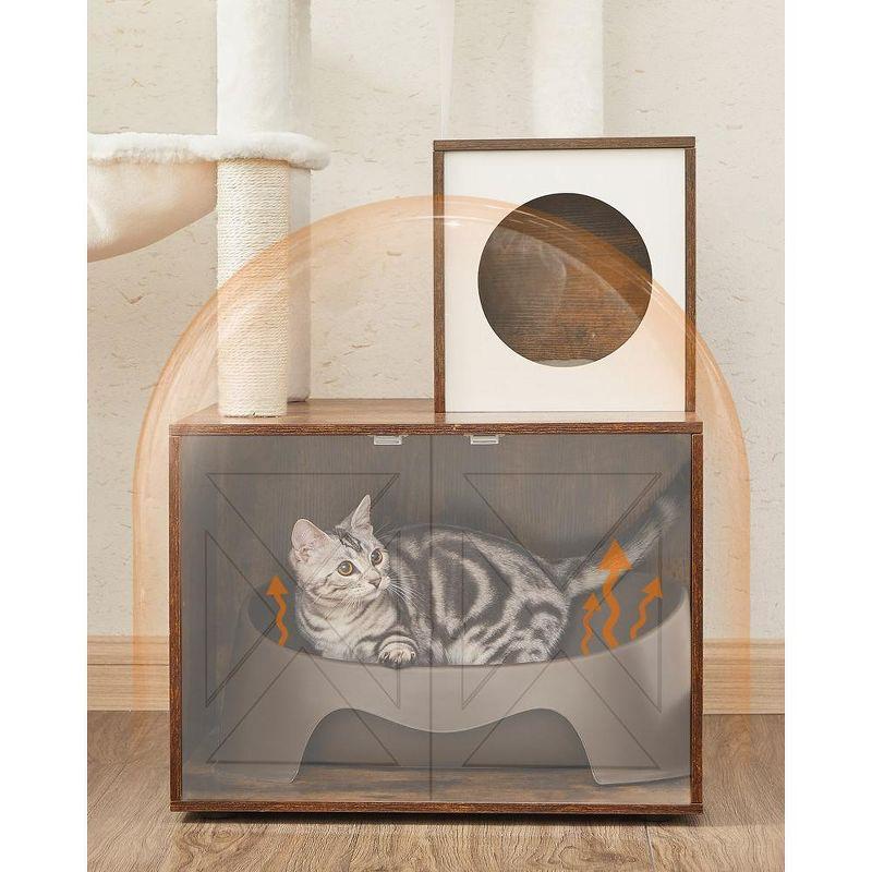 Feandrea WoodyWonders Cat Tree with Litter Box Enclosure, 2-in-1 Modern Tower, Furniture Hidden, Cat Condo with Scratching Posts, Rustic Brown