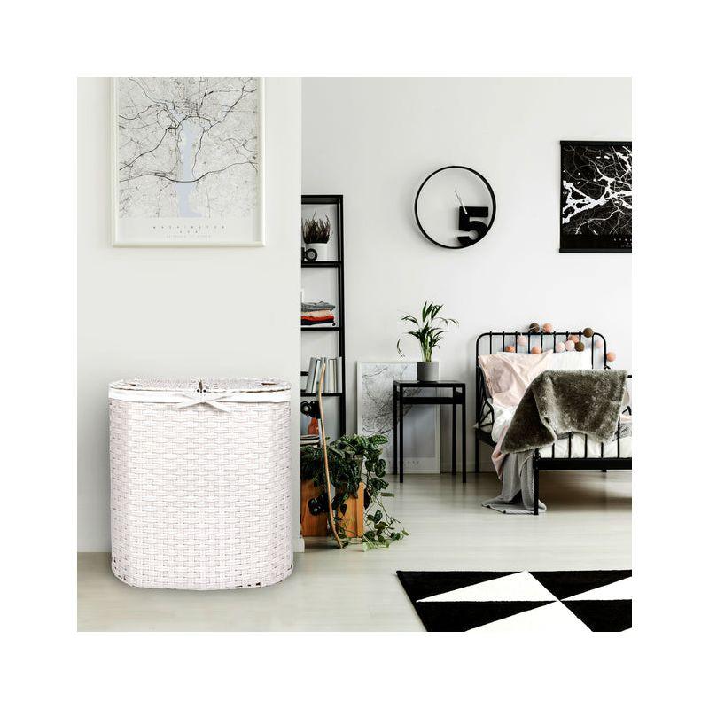 Handwoven Double Lidded Oval Hamper Sorter