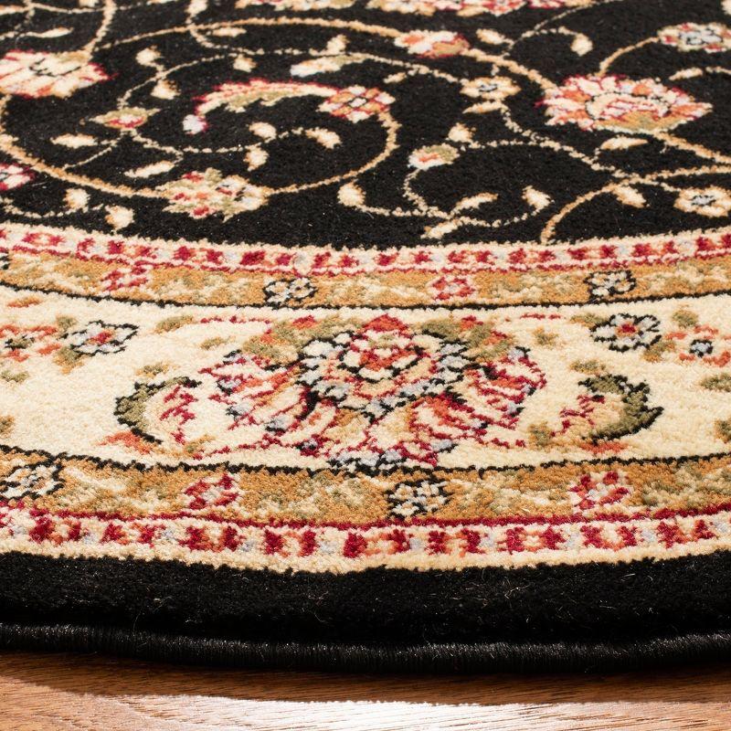 Lyndhurst LNH329 Power Loomed Area Rug - Black/Ivory - 4' Round - Safavieh