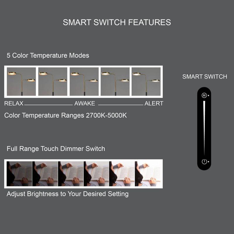 Zodiac Arc Lamp: Modern LED Silver Floor Light with Touch Sensor (Includes LED Light Bulb) - Adesso