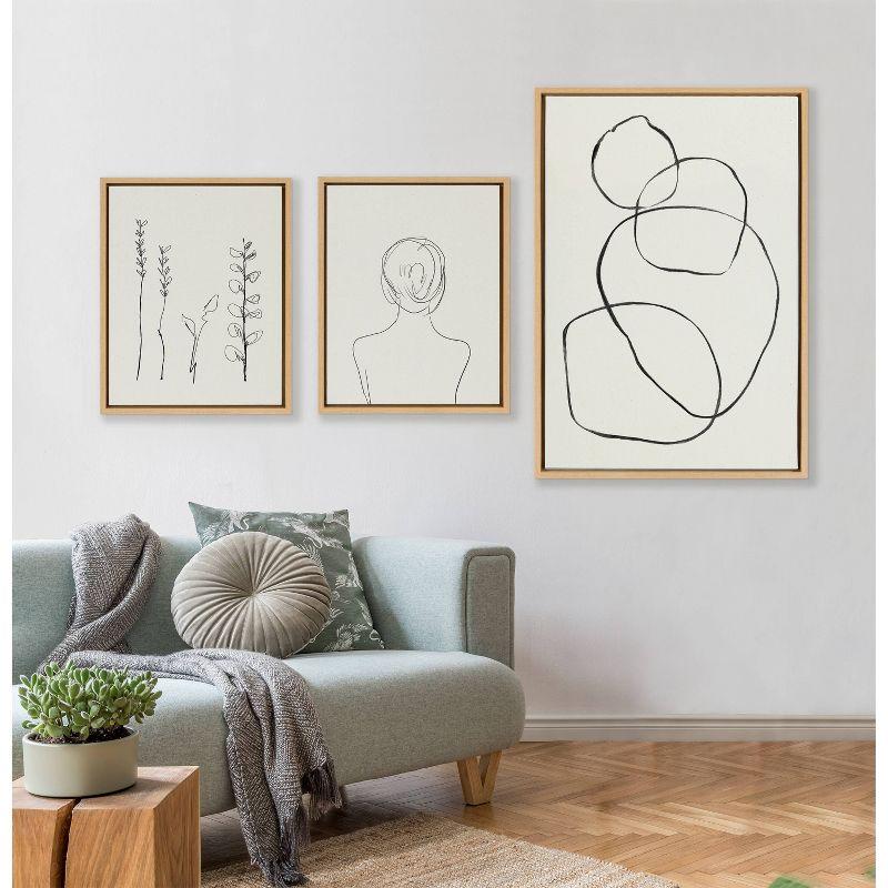 (Set of 3) 23" x 33" Sylvie Going in Circles and Minimalist Woman Framed Canvas Set Natural - Kate & Laurel All Things Decor: