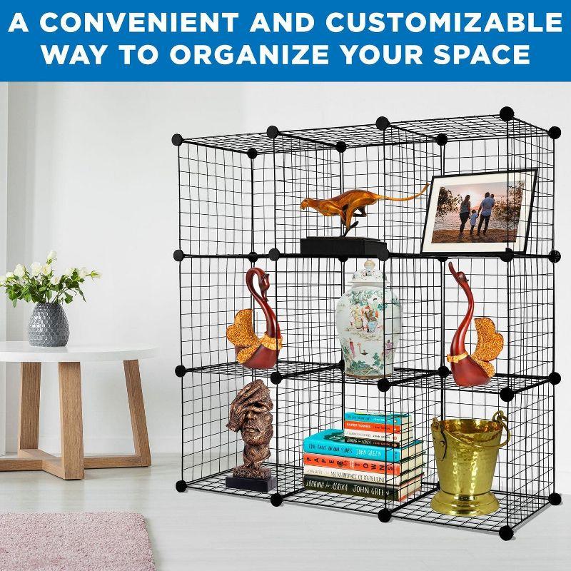 Mount-It! Wire Storage Cubes, 9-Cube Metal Grid Organizer | Modular Wire Shelving Units, DIY Closet Cabinet Organizer | 14" W x 14" H