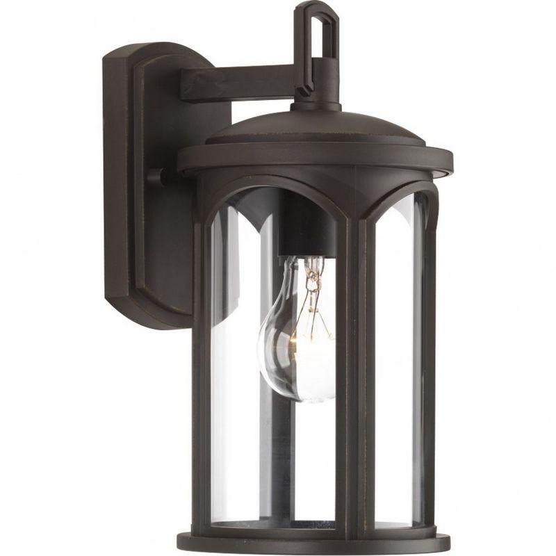 Progress Lighting Gables 1-Light Outdoor Wall Lantern in Antique Bronze with Clear Glass Shade