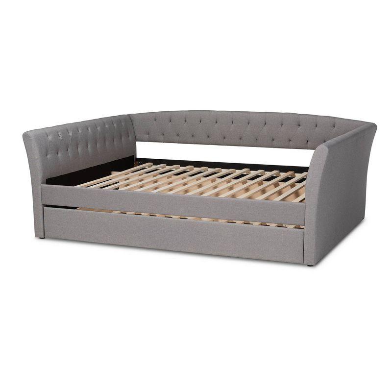 Full Gray Upholstered Wood Frame Daybed with Trundle