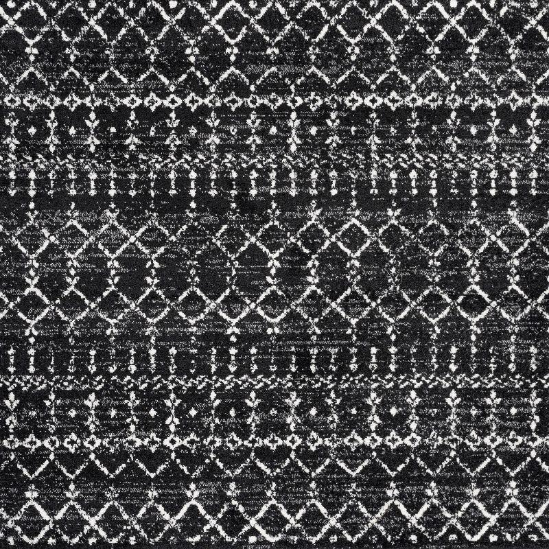 JONATHAN Y Moroccan HYPE Boho Vintage Diamond Black/Ivory 5' Square Area Rug