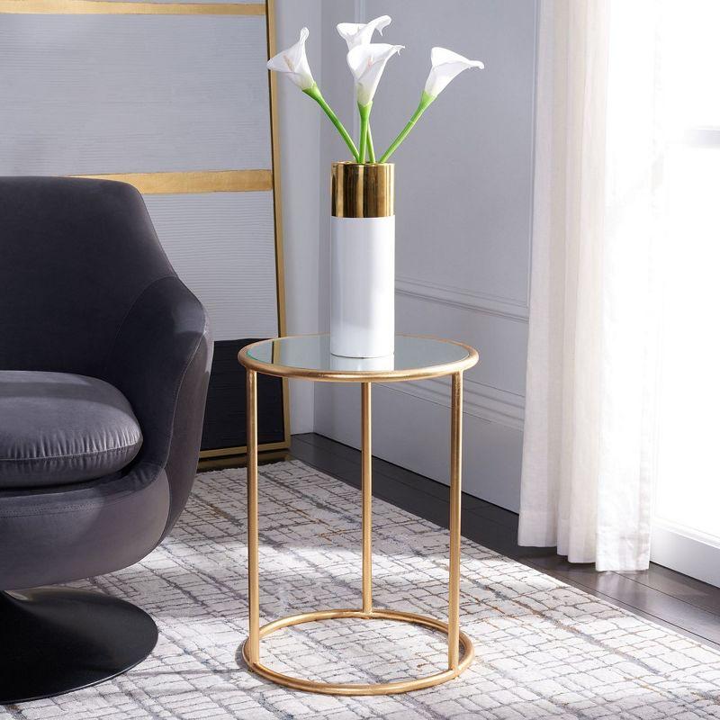 Tiny Gold and Mirrored Round Accent Table