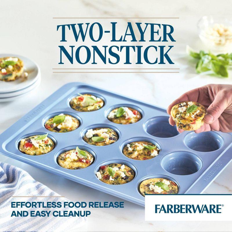 Farberware Easy Solutions Nonstick Bakeware 12-Cup Muffin Pan, Blue