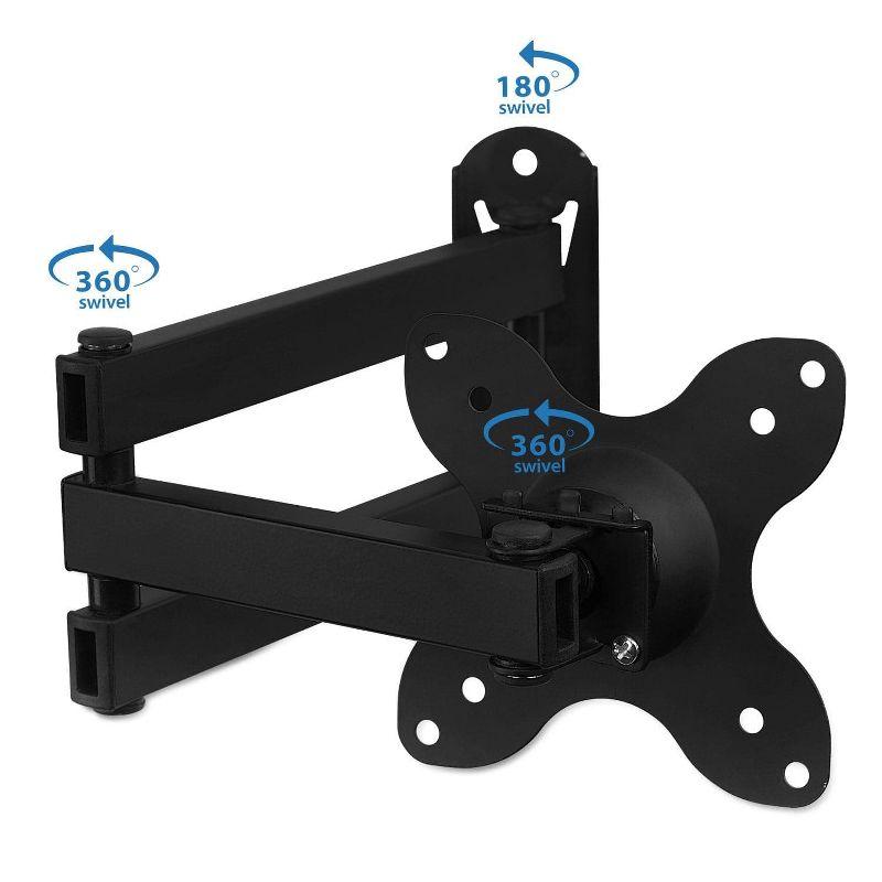 Mount-It! Small TV Monitor Wall Mount Arm Fits 19 - 27 Inch Display Screens, 75 & 100 VESA & RV Compatible, Tilts and Swivels Holds up to 40 Pounds