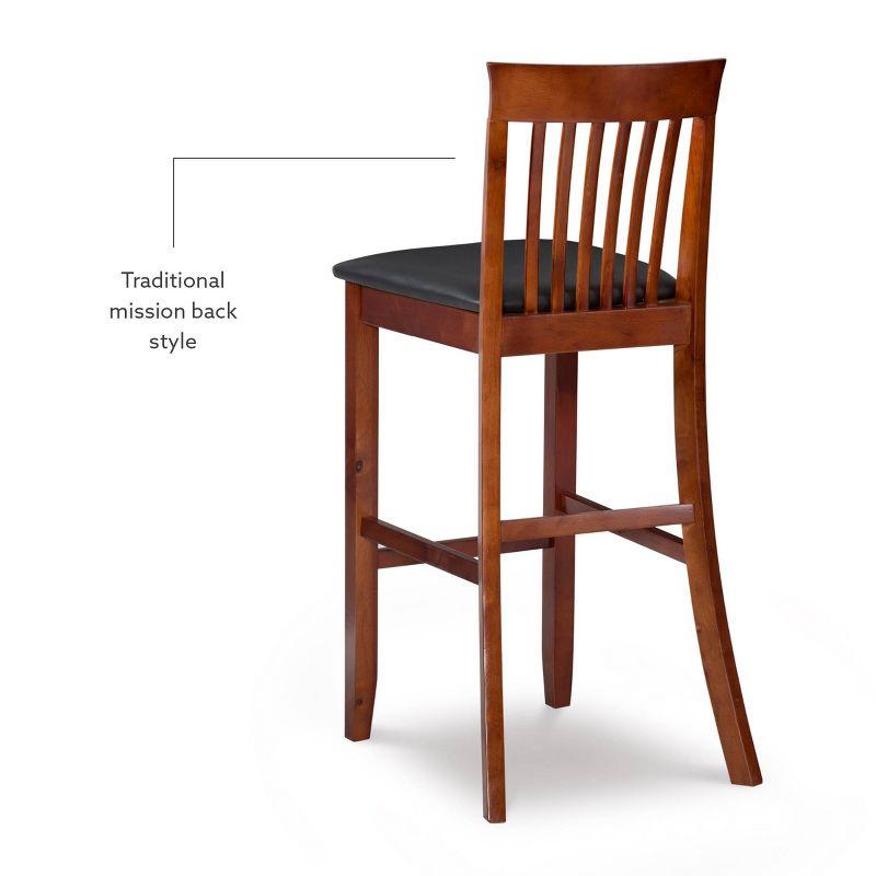 30" Torino Craftsman Padded Seat Barstool Hardwood/Dark Cherry - Linon: Rubberwood, 31" High