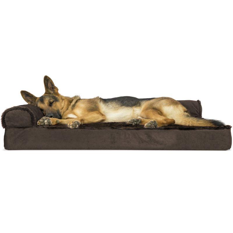 FurHaven Plush & Velvet Deluxe L-Chaise Orthopedic Pet Bed