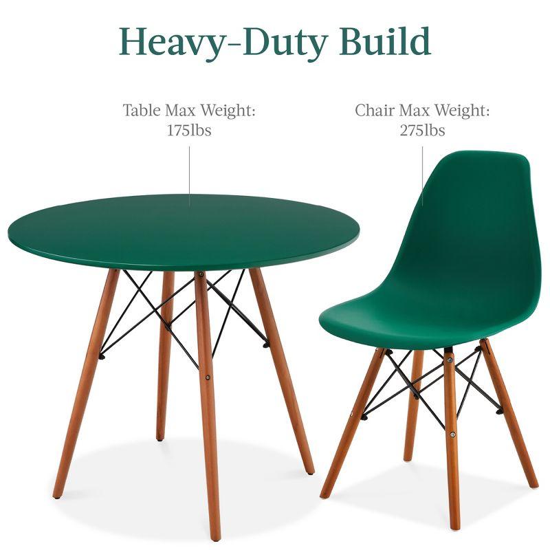 Best Choice Products 5-Piece Compact Mid-Century Modern Dining Set w/ 4 Chairs, Wooden Legs - Dark Green/Walnut