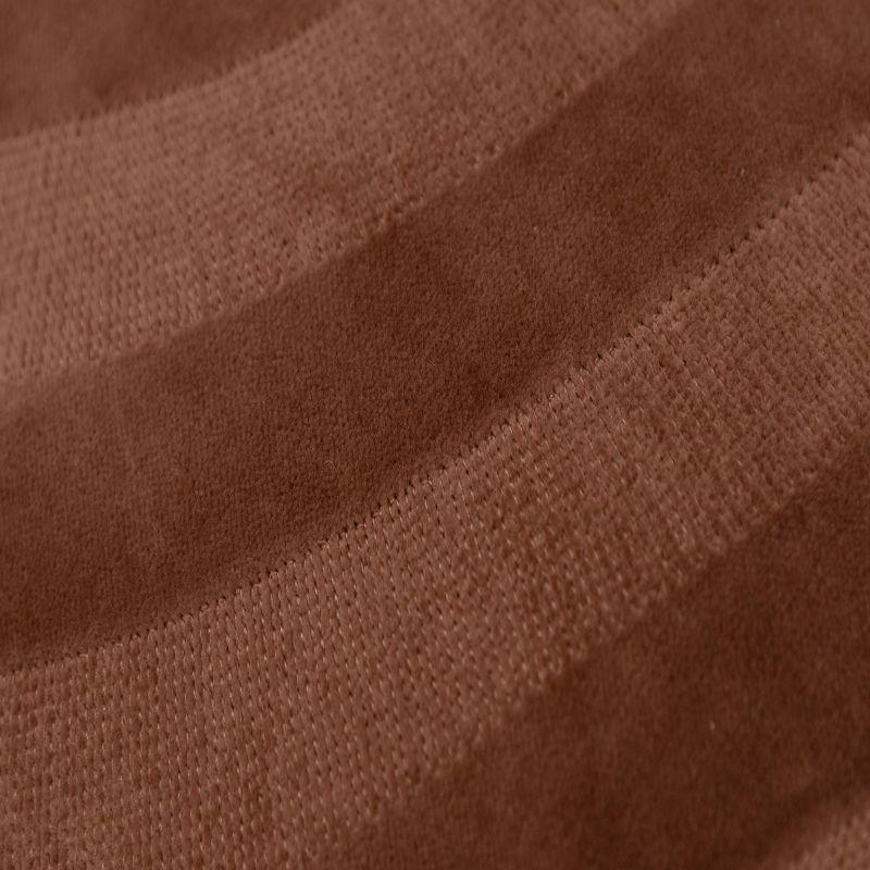 14"x26" Oversized Solid Striped Poly Filled Lumbar Throw Pillow Brown - Rizzy Home: Cotton Velvet, Removable Cover, Indoor Use