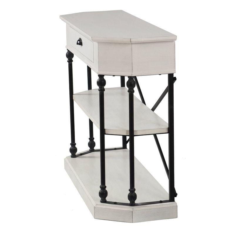 Clipped Corner Console Table with 2 Shelves and Center Drawer White - StyleCraft: Modern Hardwood Entryway Storage