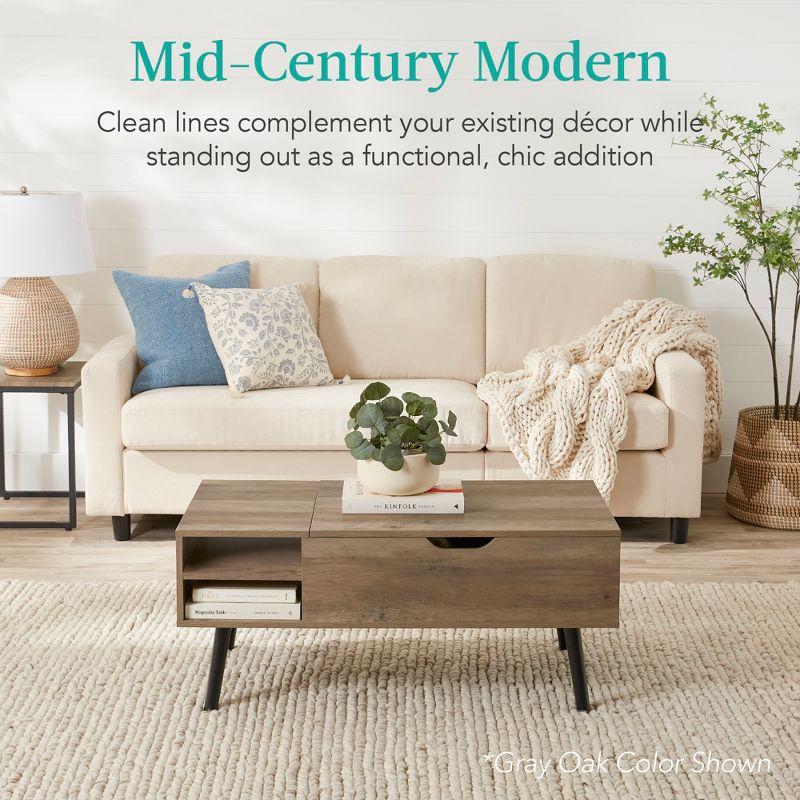 Best Choice Products Wooden Mid-Century Modern Lift Top Coffee Table w/ Hidden Storage, Removable Shelf - Brown