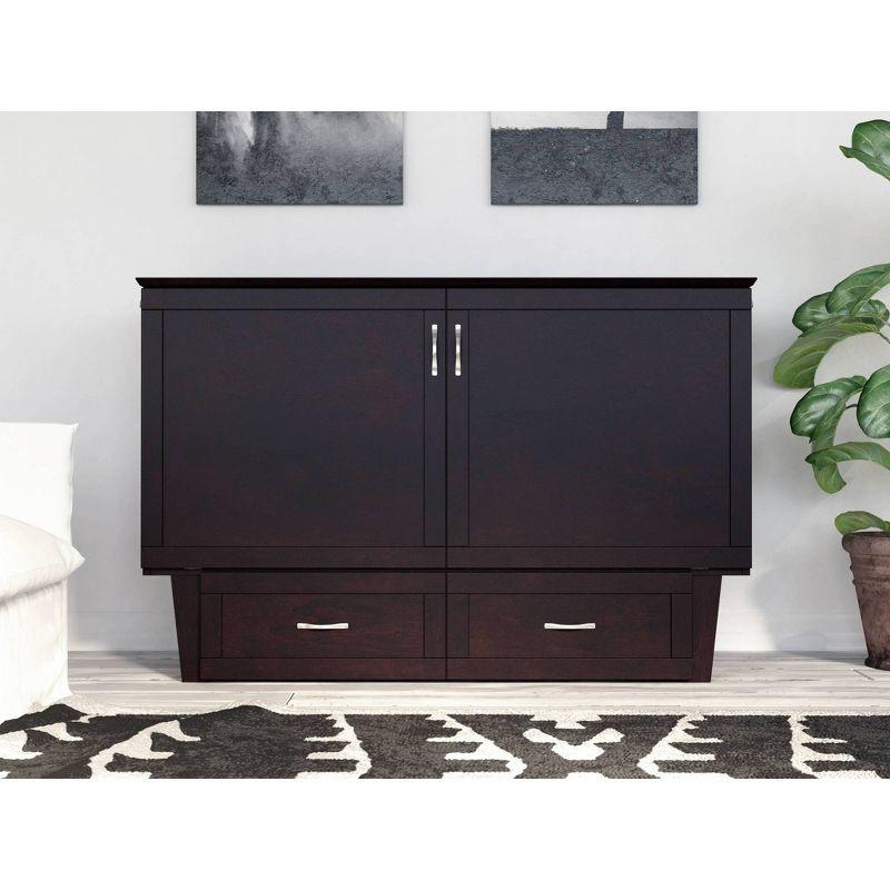 Queen Monroe Murphy Bed Chest with Memory Foam Mattress - AFI