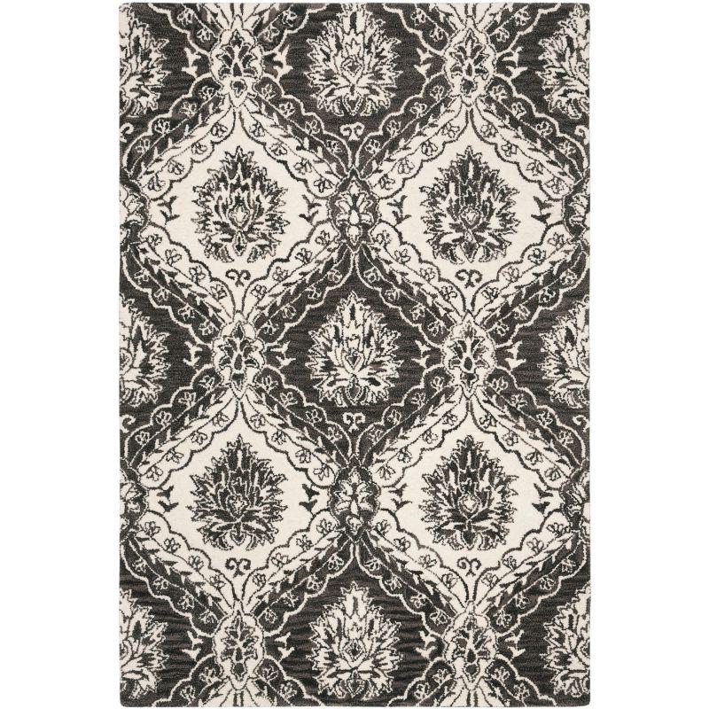 Blossom BLM601 Hand Tufted Area Rug - Charcoal/Ivory - 4'x6' - Safavieh.
