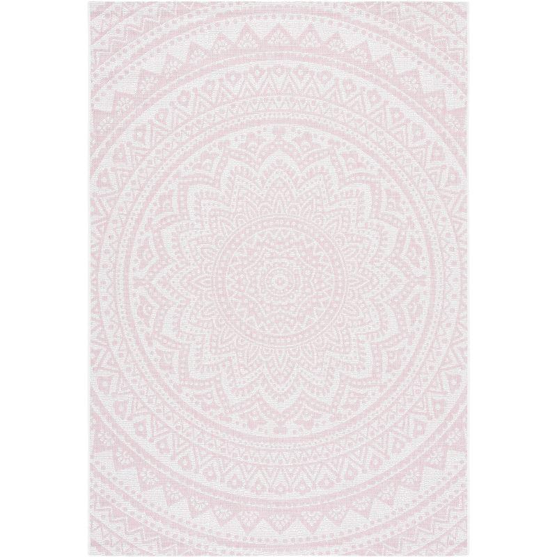 Courtyard CY8734 Power Loomed Indoor and Outdoor Accent Rug - Ivory/Soft Pink - 2'x3'7" - Safavieh