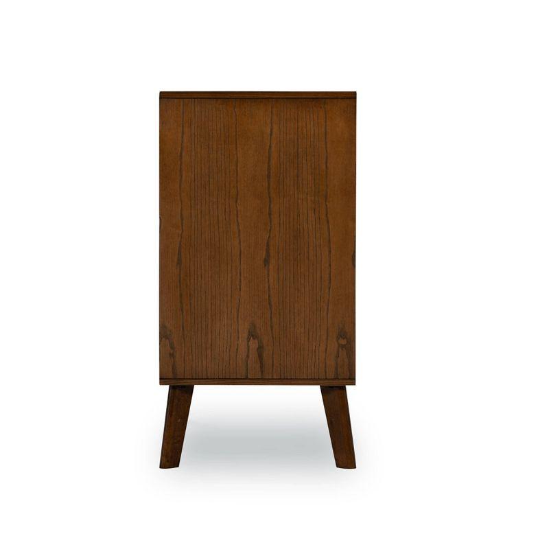 Reid Mid-Century Modern Wood 6 Drawer Chest Dresser Walnut - Linon: Bedroom Storage, Easy-Glide