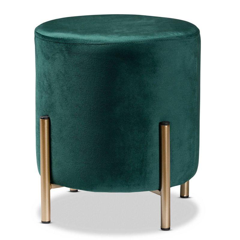 Thurman Velvet Metal Ottoman - Baxton Studio