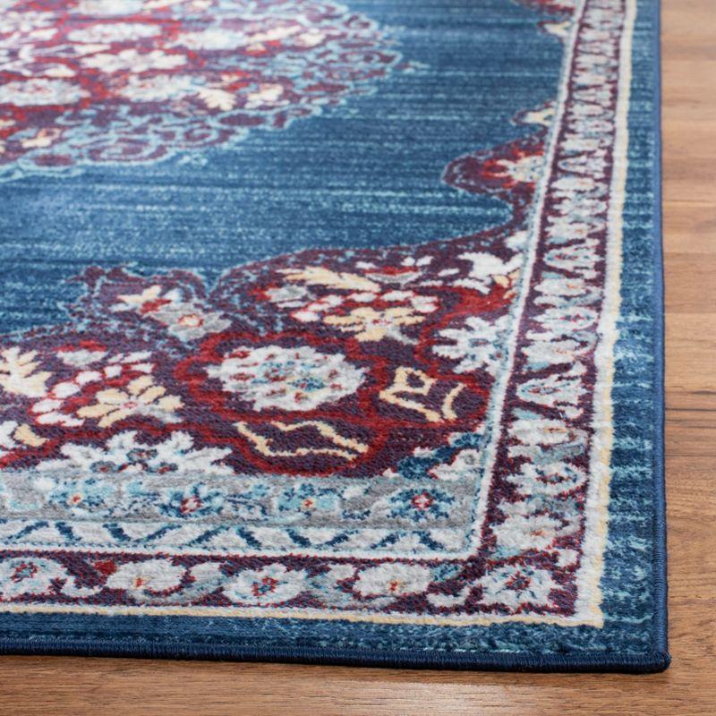 Brentwood BNT867 Power Loomed Indoor Area Rug - Navy/Burgundy - 5'x5' - Safavieh