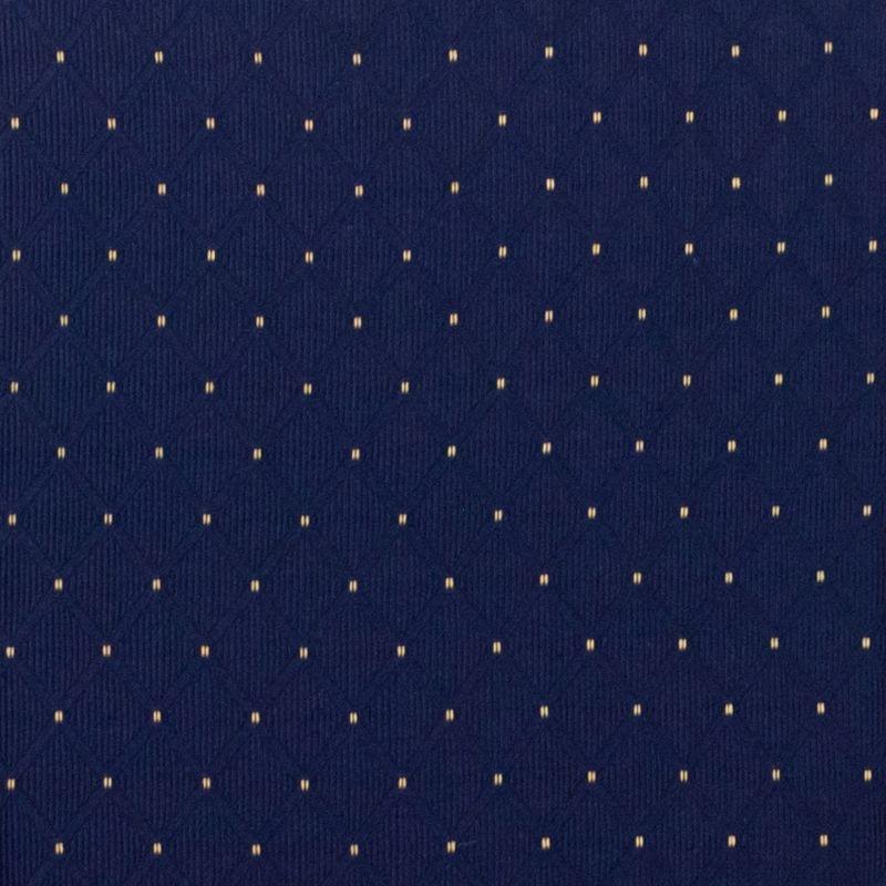 Navy Blue Dot Patterned Fabric Banquet Chair with Gold Vein Frame